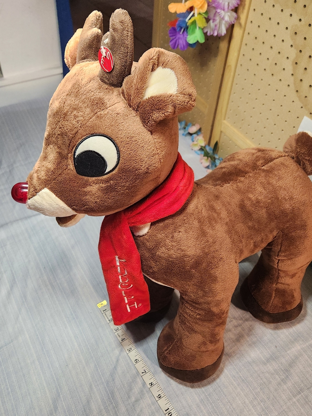 DanDee Rudolph The Red-Nosec Reindeer Plush Standing Stuffed Anima Red Scarf